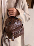 Women's Leather Quilted Pattern Travel Backpack
