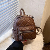 Women's Leather Quilted Pattern Travel Backpack