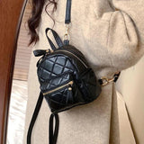 Women's Leather Quilted Pattern Travel Backpack