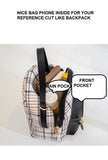 Plaid Pocket Front Backpack Crossbody Bag for Teenage Girls Shoulder Purse