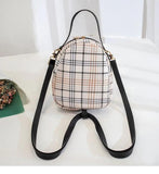 Plaid Pocket Front Backpack Crossbody Bag for Teenage Girls Shoulder Purse