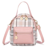 Plaid Pocket Front Backpack Crossbody Bag for Teenage Girls Shoulder Purse
