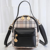 Plaid Pocket Front Backpack Crossbody Bag for Teenage Girls Shoulder Purse