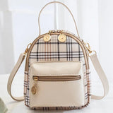 Plaid Pocket Front Backpack Crossbody Bag for Teenage Girls Shoulder Purse