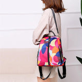 Anti-theft Backpack Women Wild Travel Shoulder Bags Colorful Oxford Cloth