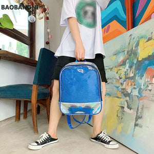 Clear Transparent Backpack School Bags for Teenage Girls Ladies Bowknot Shoulder