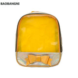 Clear Transparent Backpack School Bags for Teenage Girls Ladies Bowknot Shoulder