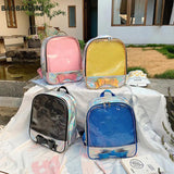 Clear Transparent Backpack School Bags for Teenage Girls Ladies Bowknot Shoulder