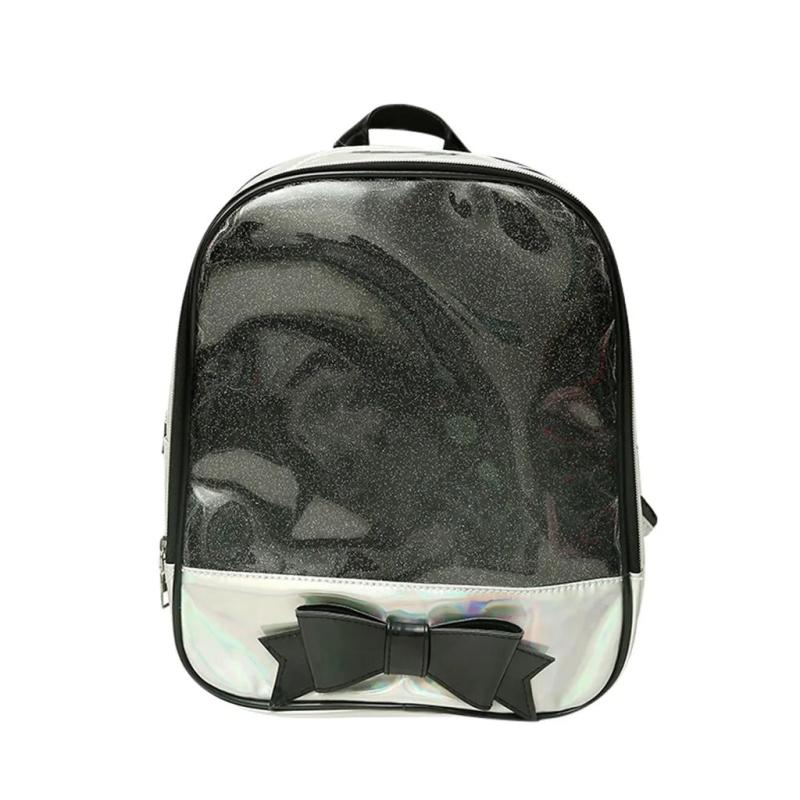 Clear Transparent Backpack School Bags for Teenage Girls Ladies Bowknot Shoulder