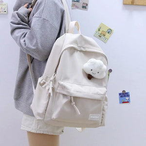 Waterproof Nylon Women School Backpack Large Solid Girls Travel Bag