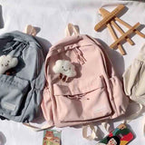 Waterproof Nylon Women School Backpack Large Solid Girls Travel Bag