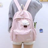 Waterproof Nylon Women School Backpack Large Solid Girls Travel Bag