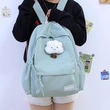 Waterproof Nylon Women School Backpack Large Solid Girls Travel Bag