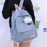 Waterproof Nylon Women School Backpack Large Solid Girls Travel Bag