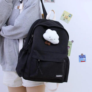 Waterproof Nylon Women School Backpack Large Solid Girls Travel Bag