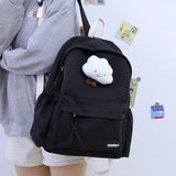 Waterproof Nylon Women School Backpack Large Solid Girls Travel Bag