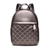 Student Shoulder Bag Double Zipper Rivets Backpack