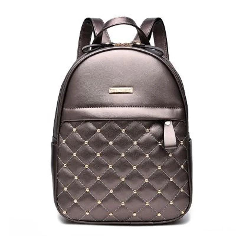 Student Shoulder Bag Double Zipper Rivets Backpack
