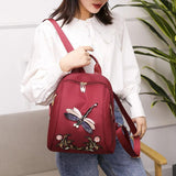 Flowers Hand Embroidery Women Backpacks Shoulder Bags School Bags