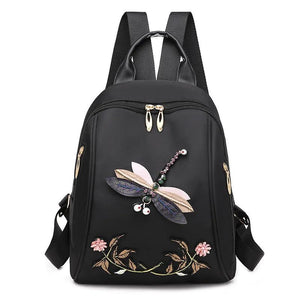 Flowers Hand Embroidery Women Backpacks Shoulder Bags School Bags