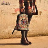 Vintage Floral Embroidered Canvas Backpack Denim Rucksack Schoolbag