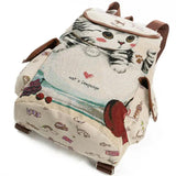 Cat Printed Drawstring Backpack for Women