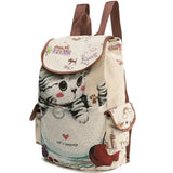 Cat Printed Drawstring Backpack for Women