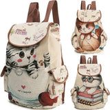 Cat Printed Drawstring Backpack for Women