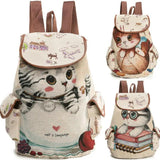 Cat Printed Drawstring Backpack for Women