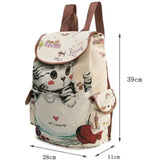 Cat Printed Drawstring Backpack for Women