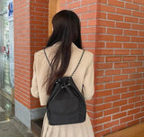 Women's Drawstring Bucket Shoulder Bag Travel Backpack