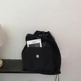 Women's Drawstring Bucket Shoulder Bag Travel Backpack
