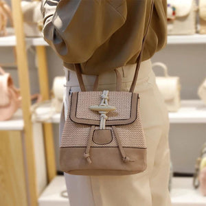 Stylish Women Straw Backpack Shoulder Messenger Bags for Summer Beach Travel