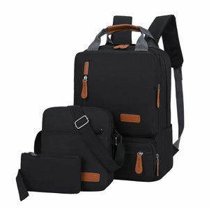 3pcs Canvas Laptop Backpacks Set for Travel School College Large