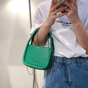 NEWDISCVRY Leather Shoulder Bag Chain Crossbody Mini Square Bag