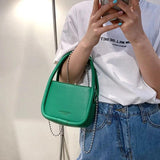NEWDISCVRY Leather Shoulder Bag Chain Crossbody Mini Square Bag