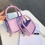 NEWDISCVRY Leather Shoulder Bag Chain Crossbody Mini Square Bag