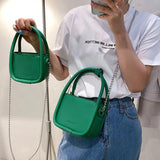 NEWDISCVRY Leather Shoulder Bag Chain Crossbody Mini Square Bag