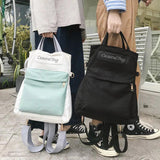 Canvas Patchwork Laptop Backpack Girls Shoulder Bag Student Schoolbag
