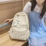 Floral Backpack Nylon Large Capacity Girl Bags