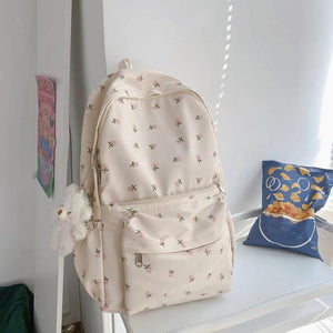 Floral Backpack Nylon Large Capacity Girl Bags