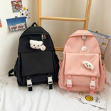 Waterproof Women Backpack With Pendant Female Schoolbag for Teenage Girls