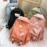 Waterproof Women Backpack With Pendant Female Schoolbag for Teenage Girls