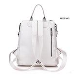 Retro Zipper Ladies Backpack PU Leather High School Bag for Youth