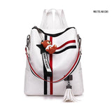 Retro Zipper Ladies Backpack PU Leather High School Bag for Youth