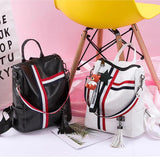 Retro Zipper Ladies Backpack PU Leather High School Bag for Youth