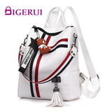 Retro Zipper Ladies Backpack PU Leather High School Bag for Youth