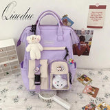 Qiaoduo Preppy Backpack Women Waterproof Candy Colors Backpacks