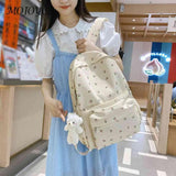 Floral Backpack Nylon Female Preppy Style Large Capacity Schoolbags
