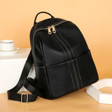Women Soft Leather Backpack Vintage Female Shoulder Bags Casual Travel